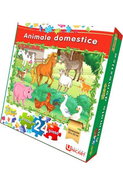 Editura Unicart Puzzle 24 pieces - Domestic Animals 33x23 cm