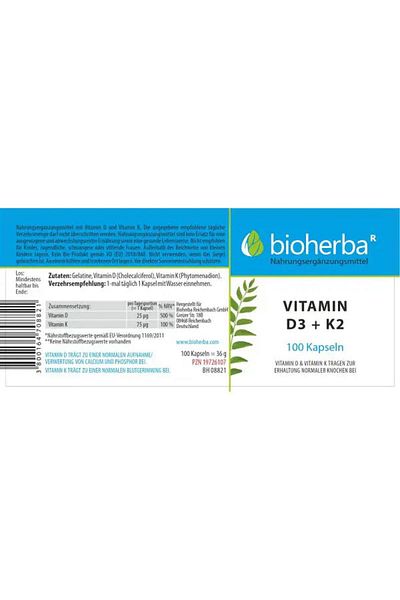 bioherba Vitamin D3 + K2 100 Caps