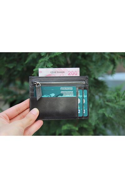 MELFSHOP Zip Leather Zippered Card Holder Zpch Vs4 Gray