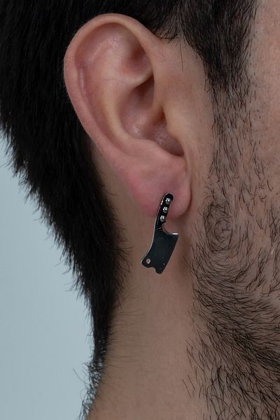 Takı Dükkanı Master Chef Small Size Steel Row Earrings (1 Pc) Mse13