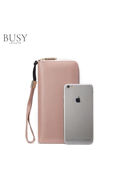 Busy Lady&Gentleman Hera women's wallet, genuine leather, smartphone compartment, multiple slots, coin zipper