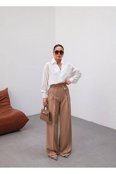 OUZ Fashion Women's Button Detailed Palazzo Pants