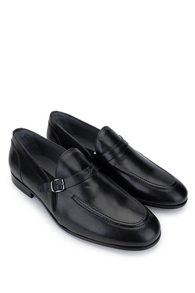 Tamer Tanca Men's Genuine Leather Black Loafer Shoes