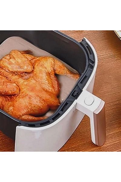 Enseb 50 Pieces of Air Fryer Baking Paper Disposable Oil Waterproof Non-Stick Non-Hole Flat Square Model