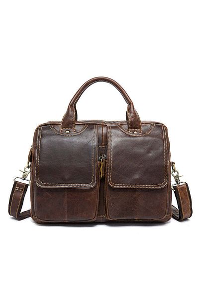 Busy Lady&Gentleman Spark Genuine Leather Briefcase, Unisex, 14" Laptop, Brown