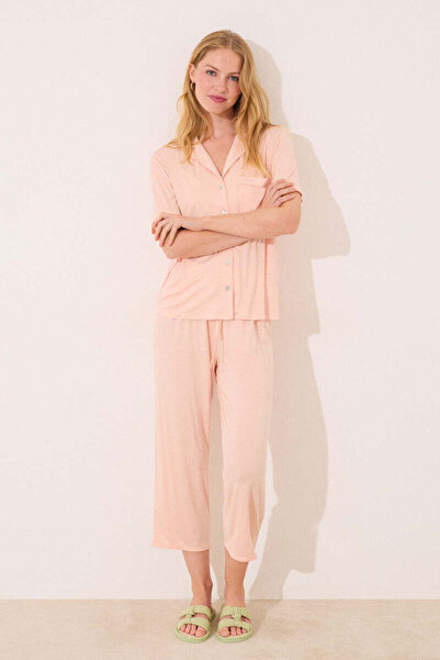 Women'secret بيجاما كلاسيكية من الفيسكوز البرتقالي