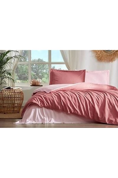 RBY Özdilek Double Ranforce Duvet Cover Set Colourist Dark Coral Light Coral