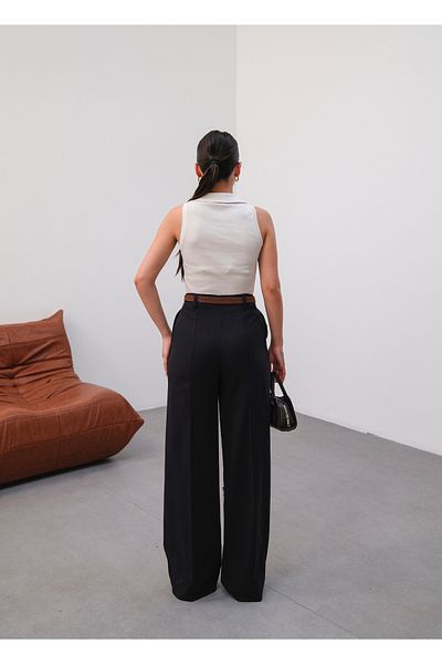 OUZ Fashion Women's Belted and Flowy Linen Pants (Belt Included)