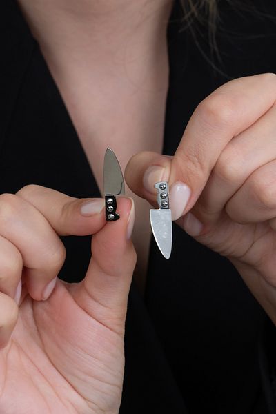 Takı Dükkanı Master Chef Large Size Steel Knife Earrings (2 Pcs) Mse14