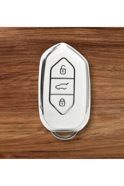 STİLİX GARAGE Togg T10X Compatible Key Protection Case White / Silver Detaile...