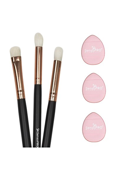 SensoPRO Milano Set de 3 pensule de machiaj + 3 bureți de machiaj SensoPRO Mi...