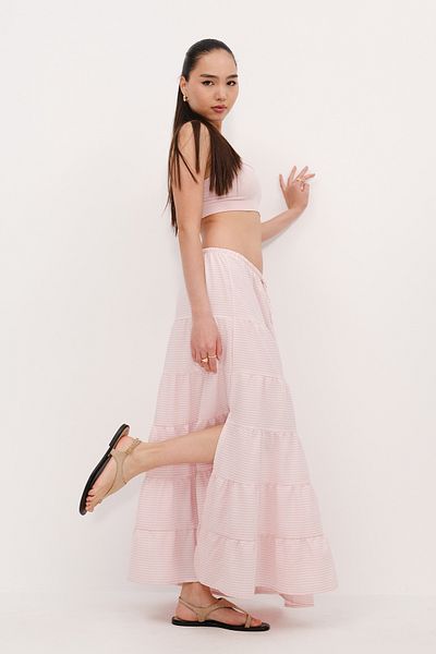 Addax Gingham Long Skirt E17293-B5