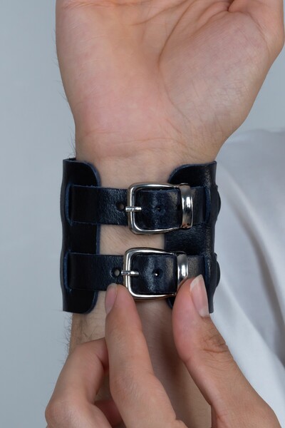 Takı Dükkanı سوار رجالي من الجلد من Newçeri بإبزيم مزدوج عثماني ndb30