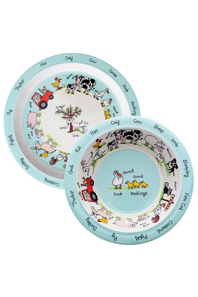 Tyrrell Katz Melamine Food Plate - Food Bowl // Farmyard / Farm Animals