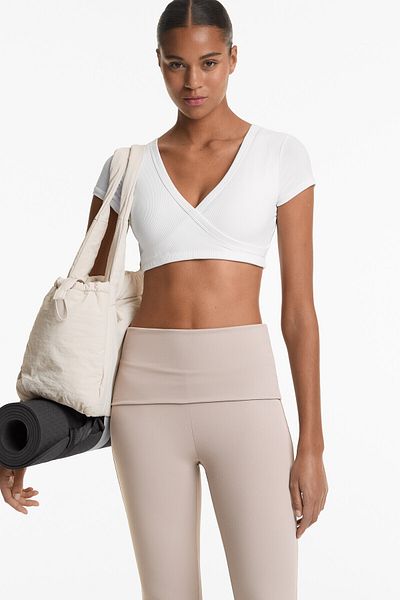 Oysho Rib Modal Blend Crossover Tank Top