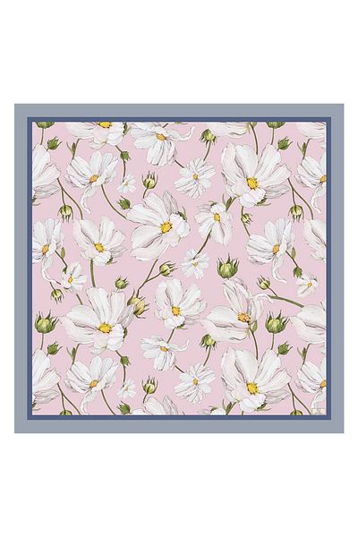 Qef Twill Silk Scarf Daisy Lilac Shoes