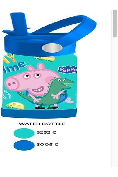 Bamboo Bark Peppa/George Pig Insulated Water Bottle with Straw & Handle – Stainless Steel Double Wall Thermos