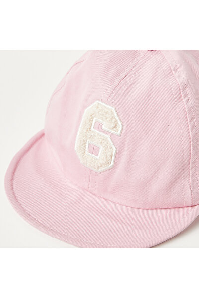Juniors Applique Detail Cotton Cap With Hook And Loop Strap Closure