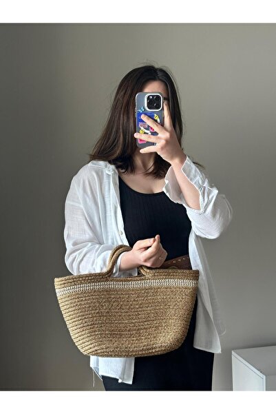 Mia Collection Benzi Model Χειρός και Γυναικεία Τσάντα ώμου Real Straw