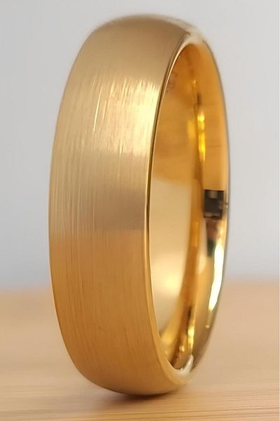 Takı Dükkanı 6mm Matte Curved Unisex Women Men Steel Wedding Band Ring Cl37