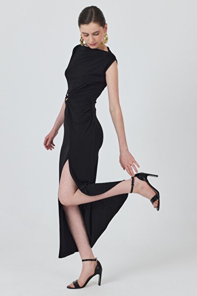 Rays فستان أسود برباط جانبي بإبزيم مفصل 251605