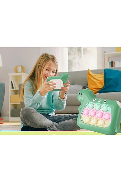 Flippy Pop It Whack A Mole, Interactive Antistress Toy, 4 Game Modes, Dinosaur, Green