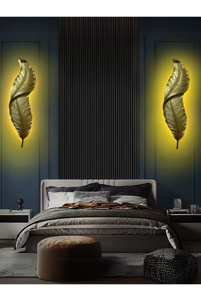 3D AKSESUAR DÜNYASI Gold Tüy Aplik Led'li Elektrikli Dekoratif Duvar Aydınlatma
