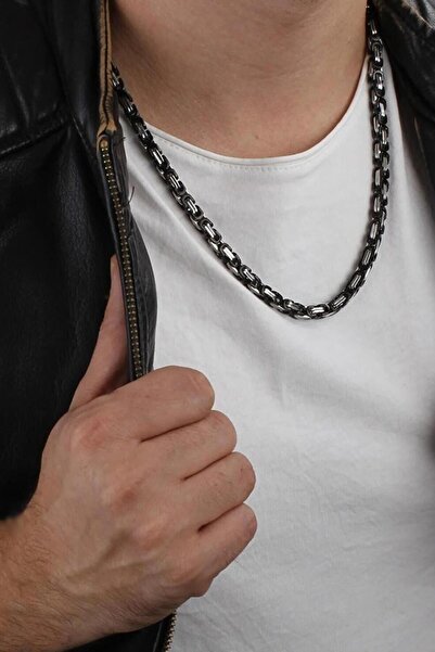 Takı Dükkanı King Model Ανδρικό κολιέ με αλυσίδα από ατσάλι Δώρο για άντρα Ck11t