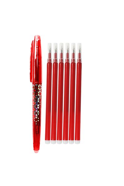 Ropet Red Ballpoint Pen Set with Eraser 0.7mm and 6 Refills