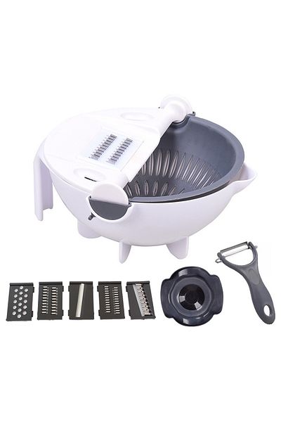 zola Multifunctional vegetable chopper, with bowl included, plastic and stainless steel, 21x10.5 cm, white