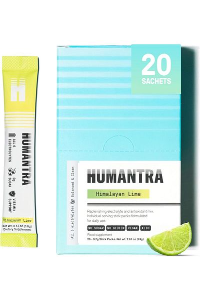 Humantra Himalayan Lime Hydration Packets | Zero Sugar Electrolyte Hydration Multiplier w/Essential