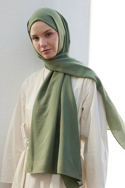 Qef Cotton Line Shawl Soft Green