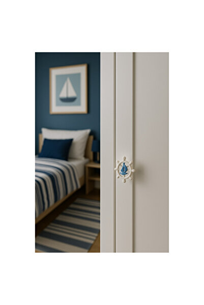 EYM 5 Bucăți Mobilier Camera Copiilor Buton Mâner Sailor Helm Blue