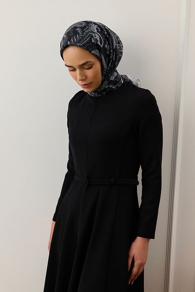 Qef Cotton Patterned Scarf - Black Light Molla