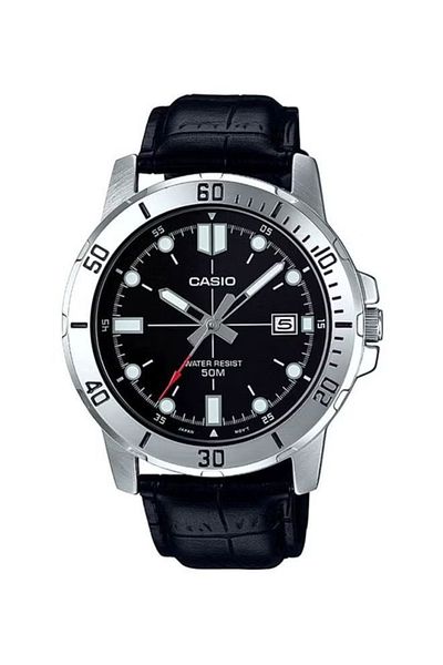 Casio Men's Water Resistant Leather Analog Watch