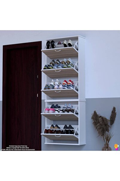 Modilayn VARBİ UMAY' 2 Li Asma Kapı Önü 72x193x26 5 Düşer Kapak 10 Bölmeli Ay...