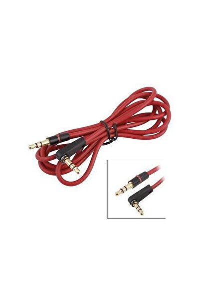 Mykablo 3.5 mm 90 Derece Stereo Aux Kablosu 1 Metre - Kırmızı
