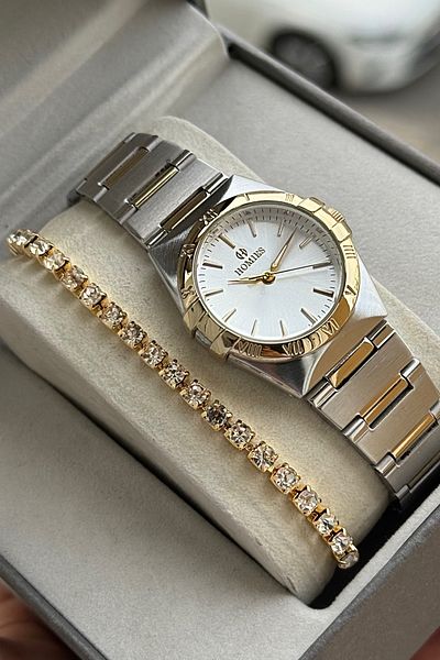 Homies Women's Wristwatch Steel Band Waterproof Gift Box and Bracelet Gift.