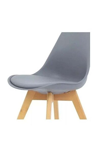 Taimi Pack of 4-Mid Century Modern Chair with Back Rest, Padded Seats and Solid Wood Legs, Gray
