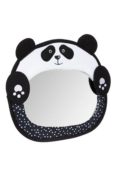 OEM Oglindă auto pentru bebeluși, Honey Baby, Ursuleț Panda, 31x25cm, Negru-Alb
