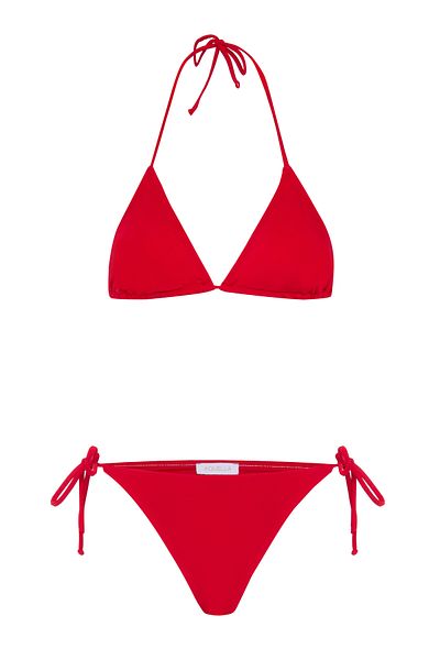 AQUELLA Plain Red Triangle Bikini Set