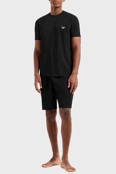 Emporio Armani Με λογότυπο Stretch βαμβακερό κανονική εφαρμογή Σετ πιτζάμες κανονικής μέσης Ανδρικό κοστούμι πιτζάμα EM00040