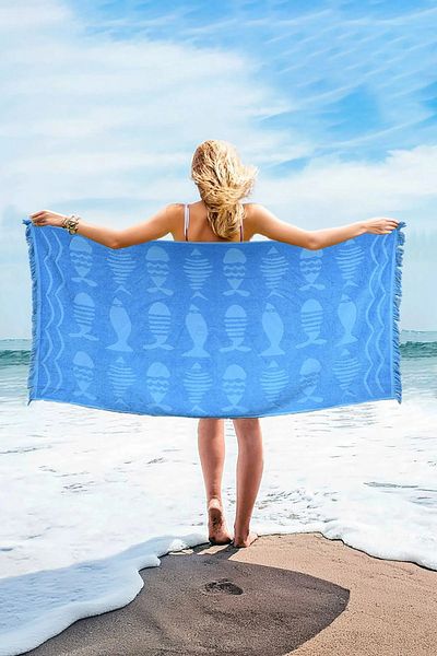 Lady Home Miabella Home Beach Towel 100% Cotton, Fast Drying, Soft, Bath Towel, Tasseled Edge 70X150 cm