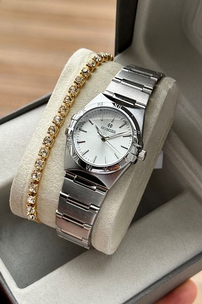 Homies Women's Wristwatch Steel Band Waterproof Gift Box and Bracelet Gift.