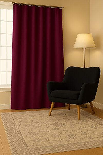 Luvora Home Luna Series Velvet Textured Pleatless Background Curtain - Plum