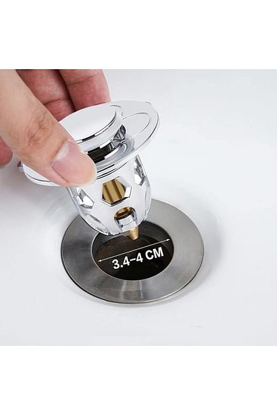 Karll Set of 2 pop-up drain stoppers with sink strainer, stainless steel, silver