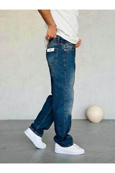 MODA Striped Baggy Jeans Dark