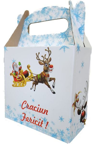 Cris Prod Small Blue Christmas Cardboard Gift Box 180x80x180 mm