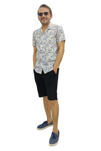 Manche Apaj Collar Patterned Linen Shirt