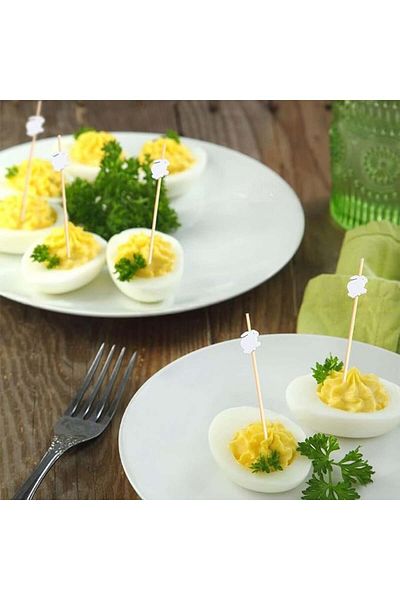Karll Set of 100 toothpicks with bunnies, bamboo, white, 12 cm